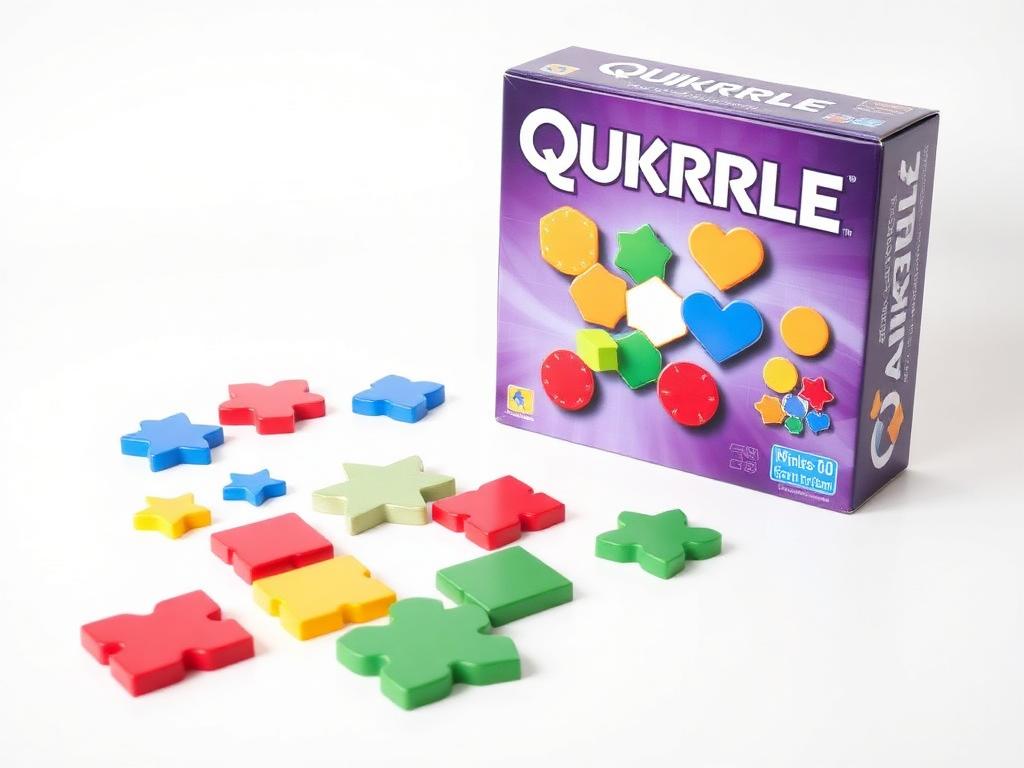 Qwirkle tile matching game with colorful shapes and wooden pieces
